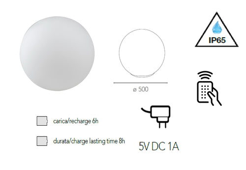 Lume da giardino GECO a sfera bianco a LED RGB dimmerabile cambia colore dm 50 cm