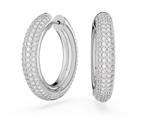 SWAROVSKI -  Orecchini a cerchio Dextera Medi, Bianchi, Placcato rodio