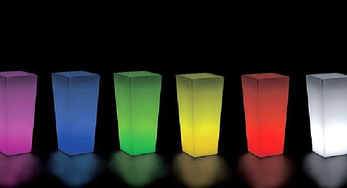 Lampada vaso da giardino GECO bianco a LED RGB dimmerabile cambia colore 38x38 cm Altezza 90 cm