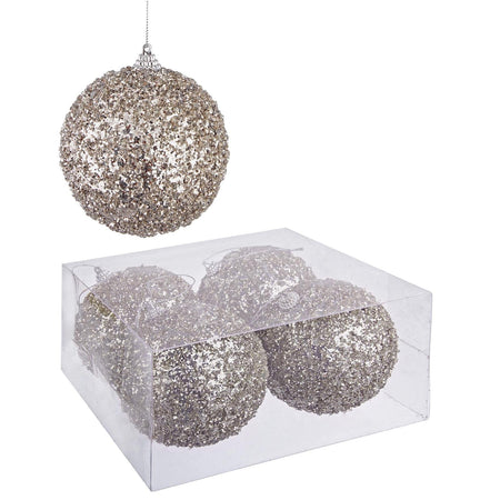 Set Palline in Polistirolo "Christie" Argento tinta unita per albero di Natale moderno Ø 10 cm