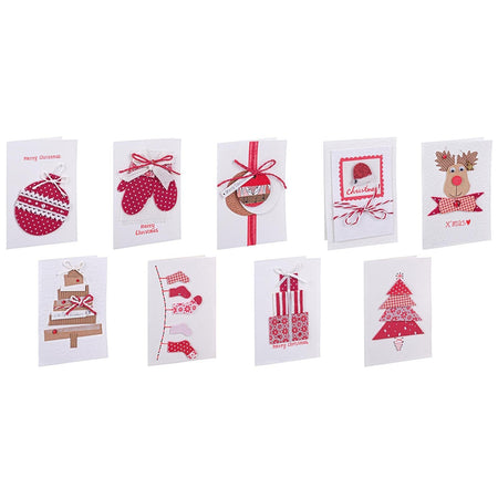 Biglietti natalizi per auguri con decorazioni e disegni 10 pezzi misti