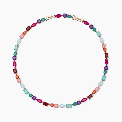 Mabina - Girocollo con fusion stone multicolor oro rosa SANTORINI