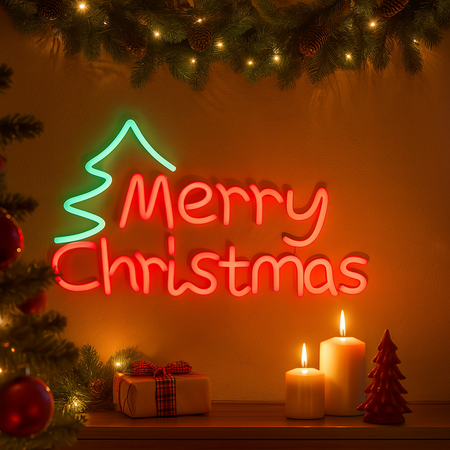 Decorazione Merry Christmas a neon connessione USB per decorazioni natalizie