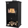 STUFA A LEGNA PANAREA IN ACCIAIO VERNICIATO 10 KW CAMINETTO H 88 CM MADE IN ITALY