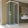 Box doccia 3 Lati Aurora in cristallo 6 mm con profili in PVC apertura centrale riducibile Made in Italy