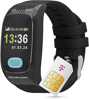 Deutsche Telekom x One Button Phone - 4G LTE Emergency Watch with Location and Phone Function, Emergency Call Bracelet for Seniors, SOS Emergency Button, GPS Emergency Watch - 30 Amazon Voucher after SIM Activation