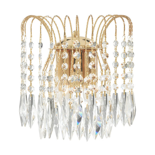 Applique Classica Waterfall Acciaio Oro Cristallo 2 Luci E14
