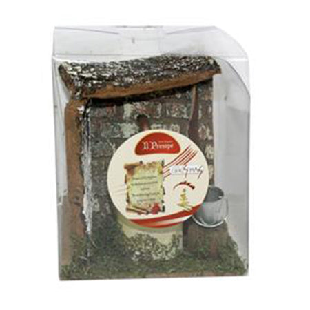 Fontana per presepe con muretto paesaggio in legno e sughero h 13,5 cm