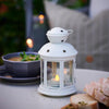 LANTERNA PORTA TEALIGHT 21 CM BEIGE IN METALLO E VETRO PORTACANDELE BOMBONIERE