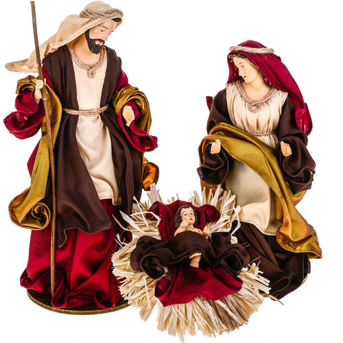 Natività completa per presepe in tessuto set da 3 statue decorazione natalizia h 36 cm