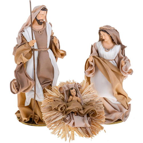 Natività completa per presepe in tessuto set da 3 statue decorazione natalizia h 36 cm
