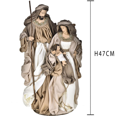 Natività monoblocco per presepe in tessuto decorazione natalizia h 47 cm