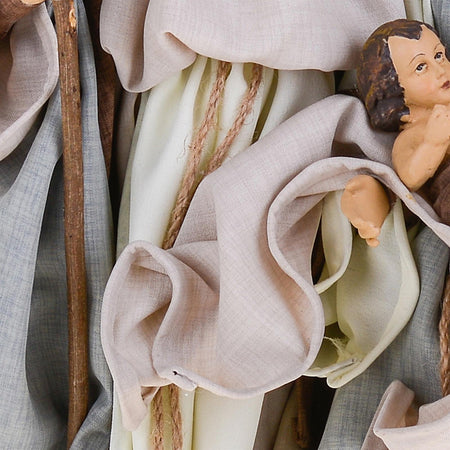 Natività monoblocco per presepe in tessuto decorazione natalizia h 47 cm