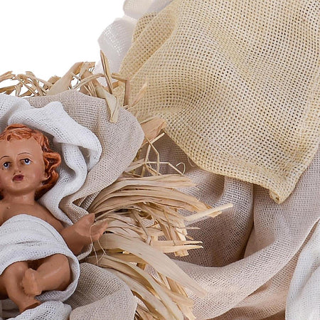 Natività completa statue per presepe con vestiti in tessuto Crema da 36 cm