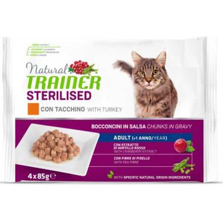 Natural Trainer Sterilised Flowpack umido Gatti Adult tacchino