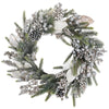 Ghirlanda tonda corona dietro porta innevato con pigne e bacche ø 36 cm