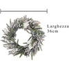 Ghirlanda tonda corona dietro porta innevato con pigne e bacche ø 36 cm