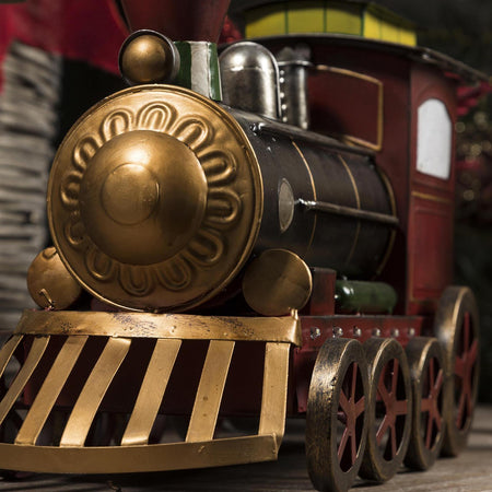 Locomotiva con vagone e 36 led trenino natalizio in latta Rosso 69 cm decorazione natalizia