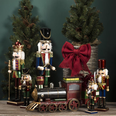 Locomotiva con vagone e 36 led trenino natalizio in latta Rosso 69 cm decorazione natalizia