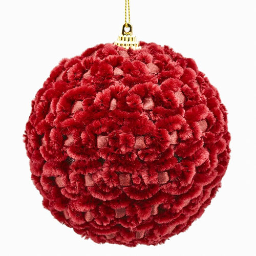 Pallina in velluto Bordeaux per albero di natale sfera natalizia particolare