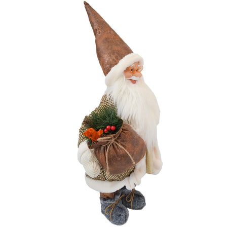 Babbo natale pupazzo con tessuto country h 91 cm decorazione natalizia