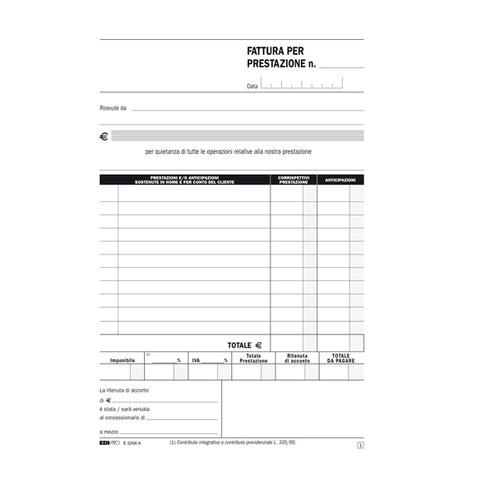 Blocco Fatture Professionisti 50/50 Fogli Autor. 23X15 E5266A