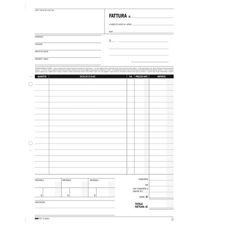 Blocco Fattura Generica 50/50 Fogli Autoric. 29,7X21 E5296A