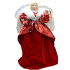 Puntale per albero di natale angelo rosso h 41 cm decorazione natalizia ali piumate