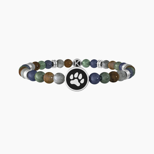 Kidult -  Bracciale uomo in pietre multicolor con simbolo zampa - PETS | BEST FRIENDS