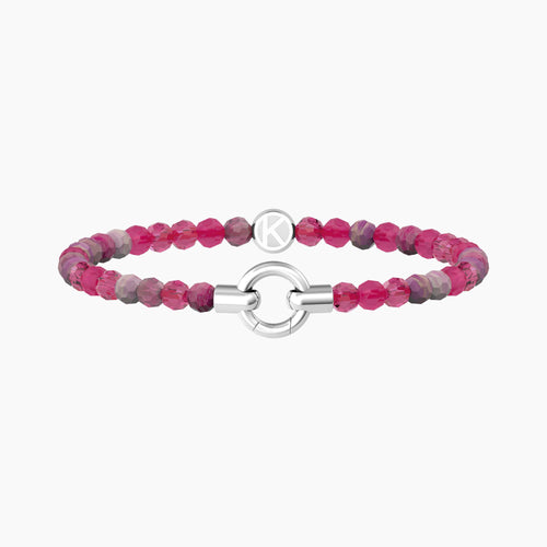 Kidult - Bracciale in acciaio componibile con agata fucsia striata MAMANONMAMA