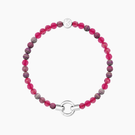 Kidult - Bracciale in acciaio componibile con agata fucsia striata MAMANONMAMA