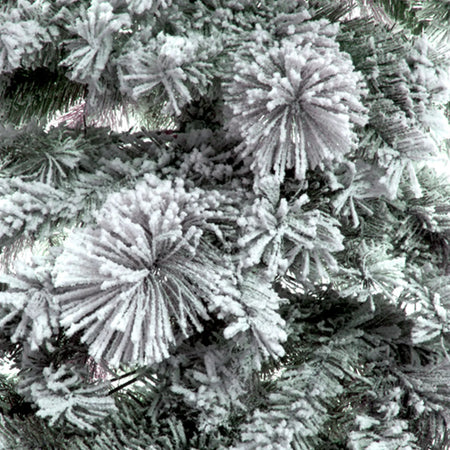 Albero di Natale innevato Slim "Corvara" in PP Effetto Aghi di Pino PVC +Flock