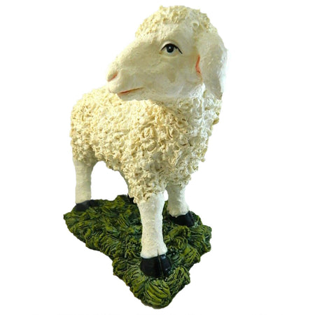 Pecora in piedi grande cm 23 in poli resina animale per natività presepe