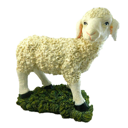 Pecora in piedi grande cm 23 in poli resina animale per natività presepe
