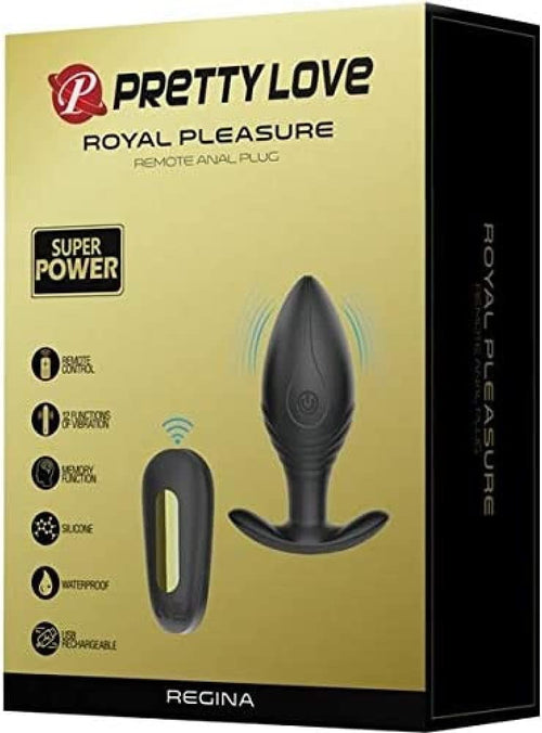 Super Potente plug anale Regina 12 X vibrazioni nero telecomando USB IPX7 memory
