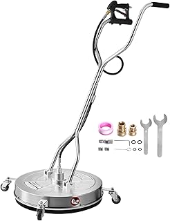 VEVOR 612mm Pressure Washer Surface Cleaner, Stainless Steel Surface Cleaning Attachment with 4 Wheels, Max 275.79 Bar, 3/8 Connector, 2 Spray Nozzles for Concrete Patio Walkways