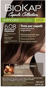 Nutricolor Delicato 6.08 biondo scuro cappuccino Tintura per Capelli Biokap, 140 ml