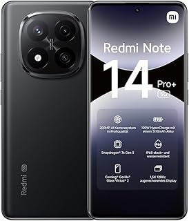 Xiaomi Redmi Note 14 Pro+ 5G Smartphone, 12 + 512 GB, Black, 200 MP Professional AI Camera, IP68, 120 W HyperCharge, AI Functions (Charger Not Included)