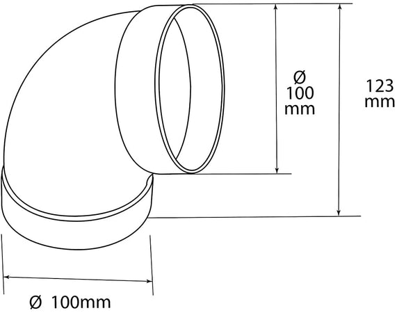 Curva a 90 ° per tubo aerazione canalizzata sezione Tonda in ABS