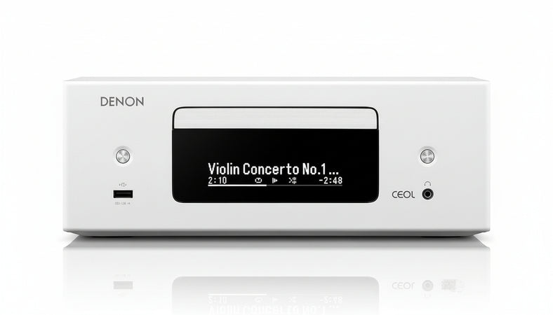 Denon RCD-N12DAB Compact System, HiFi Amplifier, CD Player, Internet Radio, Music Streaming, HEOS Multiroom, Bluetooth and WiFi, AirPlay 2, Alexa Compatible, 2 Optical TV Inputs, DAB+ Radio