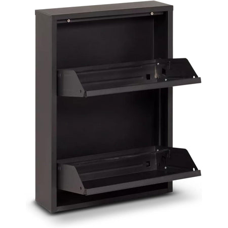 Scarpiera Slim in metallo Nero con ante basculanti porta scarpe salvaspazio da interno