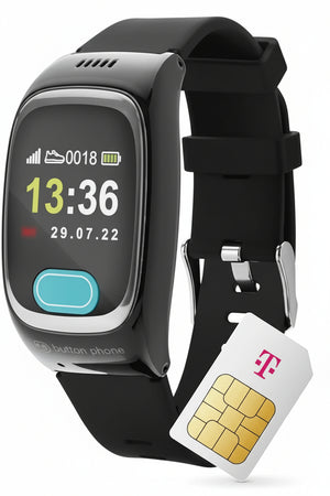 Deutsche Telekom x One Button Phone - 4G LTE Emergency Watch with Location and Phone Function, Emergency Call Bracelet for Seniors, SOS Emergency Button, GPS Emergency Watch - 30 Amazon Voucher after
