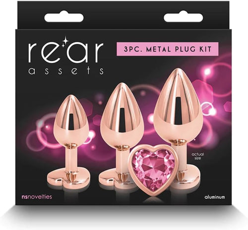 Set 3 plug anali Lusso rosa alluminio a cuore progressivi Rear rose gold