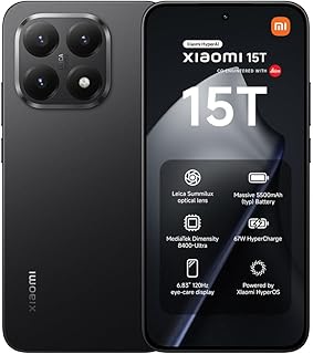 XIAOMI 15T, Smartphone 12 + 256 GB, 6.83 Inch 120 Hz Eye-Friendly Display, MediaTek Dimensity 8400-Ultra, 50MP Leica Summilux Lens, 5500 mAh, Black