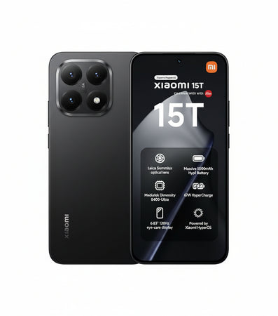 XIAOMI 15T, Smartphone 12 + 256 GB, 6.83 Inch 120 Hz Eye-Friendly Display, MediaTek Dimensity 8400-Ultra, 50MP Leica Summilux Lens, 5500 mAh, Black