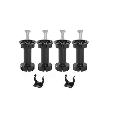 KIT 4 PIEDI TONDI REGOLABILI CUCUNA CON VITI E CLIP BATTISCOPA H 120 MM