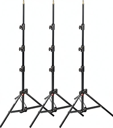 Manfrotto 1051BAC-3 Babylight Kit 3 Stativi a 4 Sezioni, Massima Altezza 211 cm, per Luci, Nero