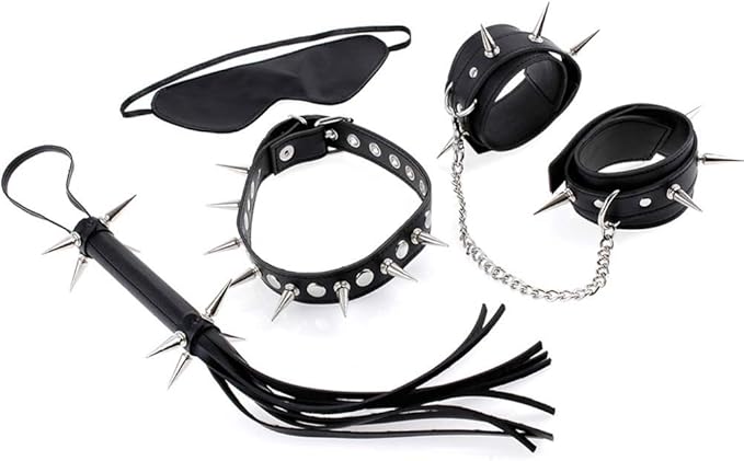 Rockhard bondage Kit set bondage fetish manette collare maschera frusta pelle PU