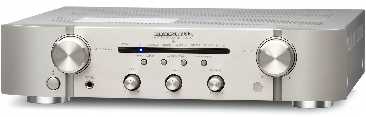 Marantz PM6007 HiFi Amplifier, Stereo Amplifier, 2 x 60 W, Optical Input, Phono Input, Subwoofer Output, Silver-Gold