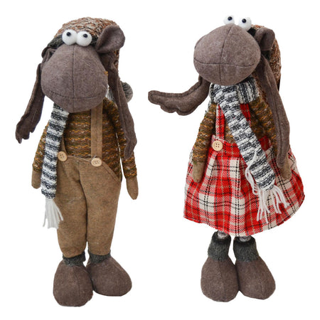 Pupazzo in tessuto in lana "Renna" decorazione natalizia h 58 cm